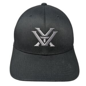 Vortex Fitted Baseball Cap Black M Embroidered Vented Holes 6 Panel Flexfit